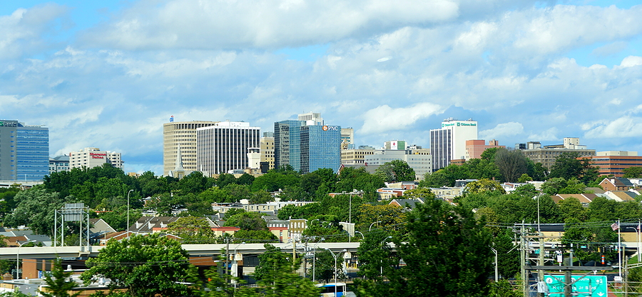 Wilmington, Delaware, U.S.A - August 4, 2020 - The view of the buildings near downtown from Interstate 95 North. Document Scanning, shredding, storage, and management in Wilmington, Delaware with Wilmington Scanning and Imaging.